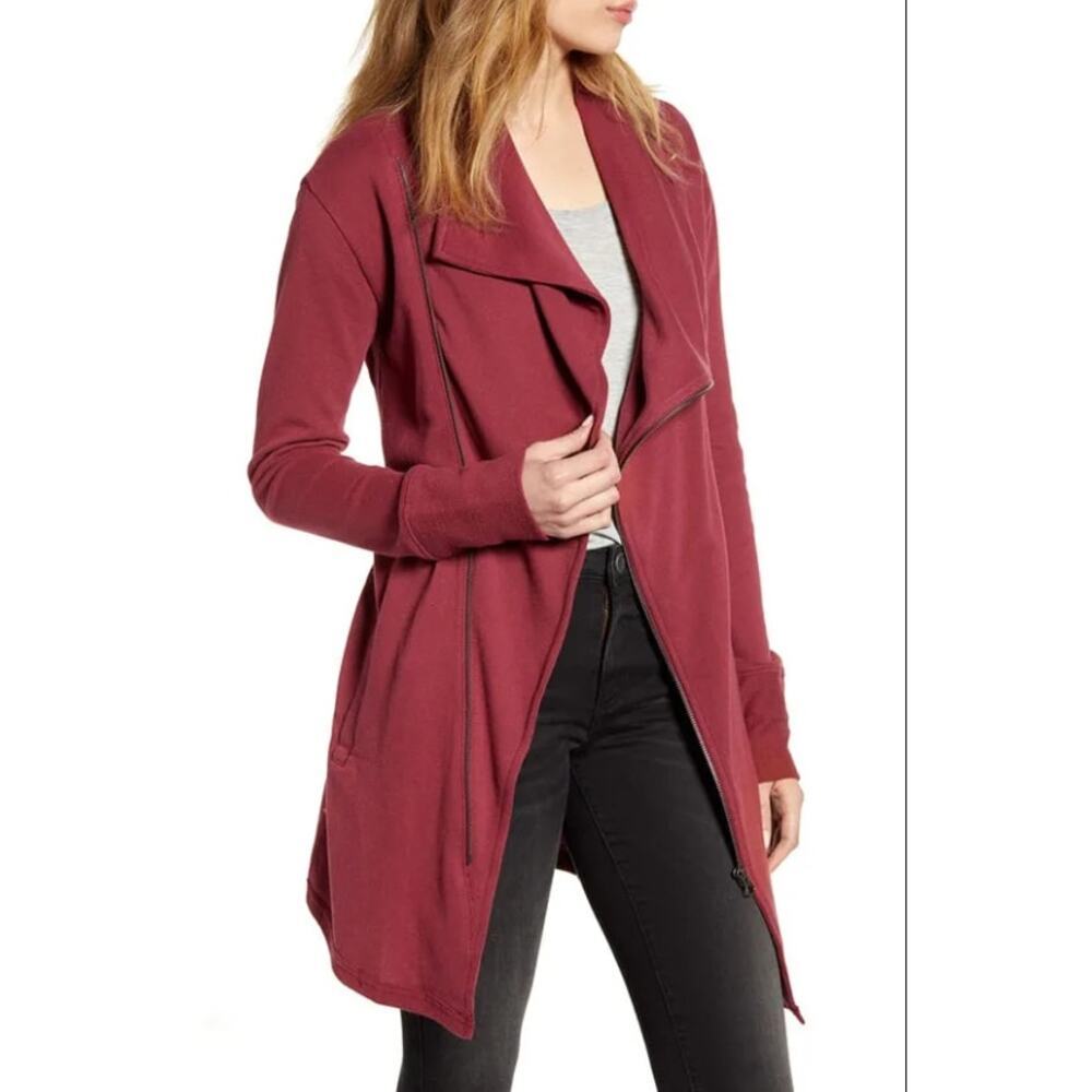 Caslon Asymmetrical Drape Collar Terry Jacket Xs